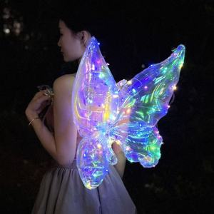 Hot Sale Eco-Friendly Led Glowing Colorful Transparent Foil <b>Butterfly</b> Wings Balloon <b>Decoration</b> Easter Birthday Adult Toys - Product Image 2