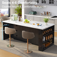 Meubles de cuisine modernes avec îlot, base foncée, capacité cinq personnes, brunch café, hauteur standard, surface imperméable