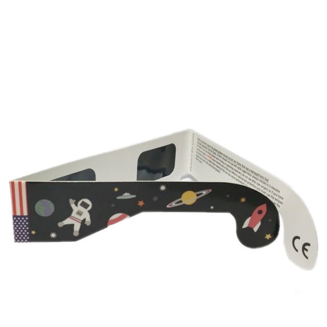 Wholesale ISO 12312-2 Compliant 3D Sun Solar Eclipse Glasses 100 Pieces White Cardboard 3D Glasses Safe for Sun Viewing