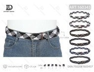 Ceinture élastique pour homme, largeur 3,5 cm, longueur 125 cm, boucle en alliage, motif noir et blanc - Product Image 3