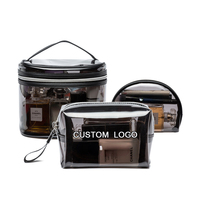 Sac de maquillage transparent personnalisé avec logo, petit sac de maquillage transparent foncé, sac de maquillage de voyage en PVC TPU, ensemble de sacs de maquillage transparents, organiseur de cosmétiques, étui