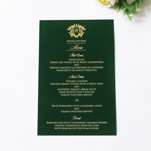 Carte de menu en velours vert émeraude de qualité supérieure, carte de menu pour café, bar, mariage, baptême, cérémonie, fête - Product Image 1