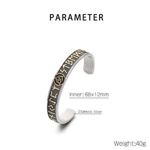 <span class=keywords><strong>Bracelet</strong></span> manchette personnalisé en forme de C avec runes viking pour homme, nœud <span class=keywords><strong>d</strong></span>'Odin et alphabet, en acier inoxydable, design rétro audacieux - Product Image 5