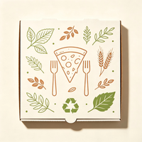 Kotak Pizza Kraft Biodegradable dengan Cetak Permukaan Kustom, Lipat, untuk Pengiriman Pizza, Kemasan Ritel Pizza Gourmet