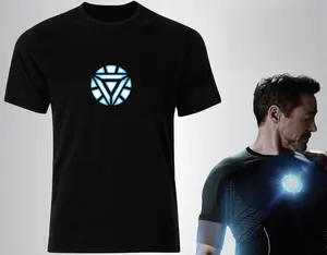 Fashion Short Sleeve EL Sound Activated Led T Shirt Party LED Flashing Tshirt Party Night Club Shirts El Music marvel Shirts