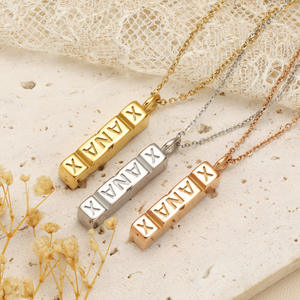 Kalung liontin alfabet baja tahan karat berlapis emas 18K Aksesori baru untuk gaya trendi agama untuk Hari Jadi - Product Image 2