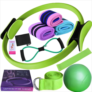11 pièces Kit de démarrage d'exercice <span class=keywords><strong>à</strong></span> domicile barre de Pilates Portable tableau d'entraînement Kit de barre de Pilates multifonctionnel avec bandes de résistance - Product Image 4