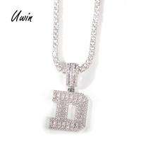 UWIN-Collar con colgante de letra Baguette CZ de latón para mujer, joyería con colgante de letra inicial de Color dorado