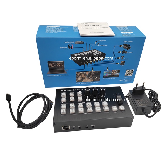 4K 4 Channel HDMI Video Mixer Switcher Audio Mixing for Multi Camera Live Production Line in Out PIP 1080p60 UVC Live Streaming