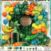 Kit d'arche de ballons en latex et feuille d'aluminium, thème dinosaures, pour décorations de fête d'anniversaire personnalisées pour filles et garçons, avec cartes en papier exquises