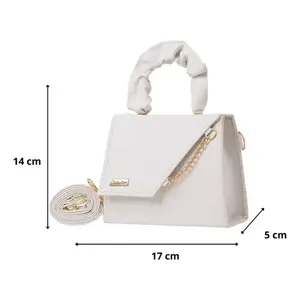 Bolso Bandolera Baia Blanco para Mujer, Cuero Genuino, Patrón Geométrico, Correa de Cadena, Estilo Cruzado para Uso Diario - Product Image 3