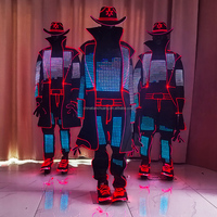 Costume de cowboy western LED, tenue de rodéo lumineuse à fibres optiques avec lumières clignotantes pour spectacle sur scène, festival de musique