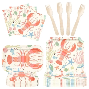 DAMAI Artículos para Fiesta de Cangrejos de Río, Platos de Papel Ovalados Grandes Desechables para Cangrejos de Río, Juego de Vajilla Roja para Baby Shower - Product Image 4