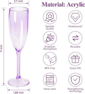 Flûtes à champagne en plastique violet incassables, verres à vin en acrylique incassables, flûtes à toast réutilisables pour mariage, lot de 16 - Product Image 2