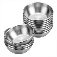 Mini-plats et assiettes empilables de 3,2 pouces en acier inoxydable poli de 4 oz, motif végétal, style coréen, pour sauces et assaisonnements, parfaits pour les fêtes