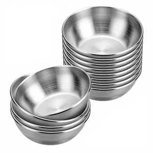 Platos y tazones pequeños apilables de acero inoxidable pulido de 3.2 pulgadas y 4 oz con diseño de plantas para fiestas y salsas. - Product Image 4