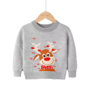 Vêtements d'automne et d'hiver pour enfants, pull à col rond pour tout-petits, pulls à motifs de dessins animés, pull de Noël tricoté pour enfants - Product Image 3