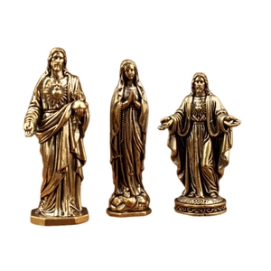Juego de Jesús y la Virgen María en Latón Vintage - Decoración Religiosa Hecha a Mano para el Hogar OEM - Product Image 3