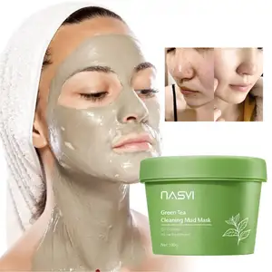 OEM ODM Green Tea Cleansing Mud Mask Deep Cleansing Pore Removal Blackheads Pimples Oil Control Mud Mask Applicator Mud Mask