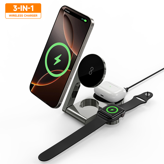 3 in 1 Magnetic Wireless Charger Station for iPhone 17 for IWatch Airpods Pro IWatch 8 7 Fast Charging Dock Station