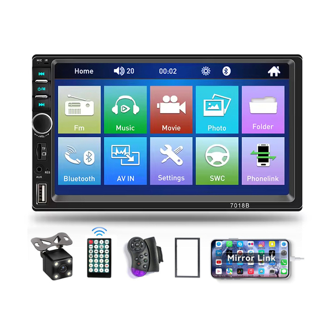 7-Inch HD Touch Screen Car Stereo 2 Din Radio MP5 Player Digital Display Bluetooth Multimedia USB SD Aux-in Autorao Amplifier