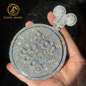 Custom Vvs Lab liontin huruf berlian Moissanite tumbuh emas putih putih 925 perak murni liontin Logo perhiasan wanita halus - Product Image 1