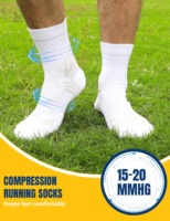 Chaussettes de sport athlétiques haute performance à compression, antidérapantes, avec semelle coussinée et bout sans couture pour la course à pied