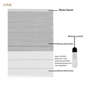 Stores romains à double couche sur mesure, installation facile, occultant motorisé, fonction de store cellulaire pour les fenêtres américaines, intégré - Product Image 1