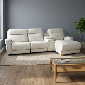 Canapé inclinable électrique avec repose-pieds et appui-tête BAS3195, mobilier moderne pour salon, en cuir véritable et tissu, ensemble de salon en forme de L - Product Image 3