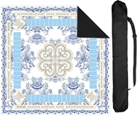 Tapis de Mahjong et de Poker Pliable pour 4 Joueurs, Sac de Rangement Portable Enroulable, Antidérapant, Règles de Charleston Imprimées, Voyage, Maison, Jeu, Fête