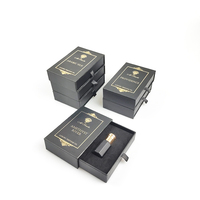 Emballage de luxe, logo en feuille d'or, boîte rigide noire, flacon à bille à huile de 3 ml, 6 ml, 12 ml, boîte coulissante