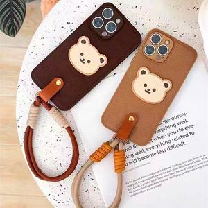 Mode peluche <span class=keywords><strong>Mickey</strong></span> ours Silicone PC avec chaîne antichoc couverture arrière étui de téléphone portable pour iPhone 15 14 13 12 11 Pro max - Product Image 2