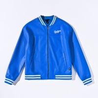 Blouson universitaire en PU imperméable et coupe-vent pour femme, chaud, personnalisé, à rayures, col montant côtelé, fermeture éclair, broderie, vêtement d'extérieur décontracté pour l'hiver