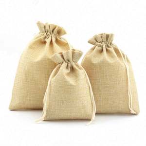 Sac en lin vierge avec cordon de serrage, imprimé avec logo personnalisé, vente en gros, sac promotionnel, sac cadeau, pochette de rangement - Product Image 1