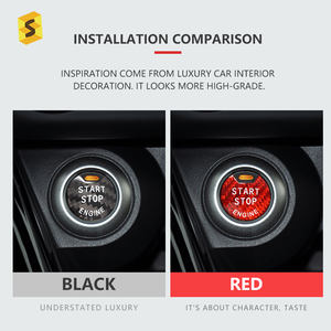 อุปกรณ์ตกแต่งรถยนต์ ES คาร์บอนไฟเบอร์ ปุ่มสตาร์ทรถยนต์ สำหรับรถยนต์นิสสัน ซันนี่ แลนเนีย มาร์ช ซิลฟี่ - Product Image 4