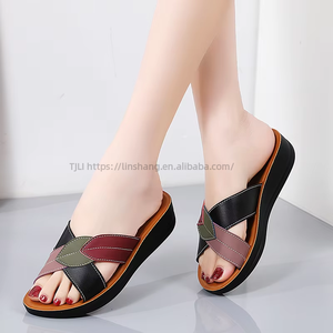 Sandalias Casuales de Verano para Mujer, Punta Abierta, Cómodas, Antideslizantes, Sencillas, Combinables con Todo, Ligeras, para Mamá - Product Image 1