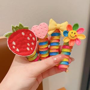 สายรัดผมสายโทรศัพท์พิเศษ สาวน่ารักผูกผมเชือก สูงผมหางม้าผูกสําหรับเด็ก - Product Image 1