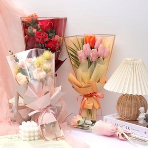 ถุงบรรจุภัณฑ์ลายดอกไม้หลากหลายแบบขอบทองเรียบง่ายสำหรับขายส่ง ลดราคา วัสดุสำหรับร้านดอกไม้ ดอกกุหลาบสด งานศิลปะดอกไม้ พลาสติก - Product Image 4
