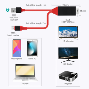Câble adaptateur USB C vers HD 2m, convertisseur Ultra HD 1080P 4k, câble vidéo HDTV pour <span class=keywords><strong>Samsung</strong></span> S21 A51 Xiaomi 10 - Product Image 5