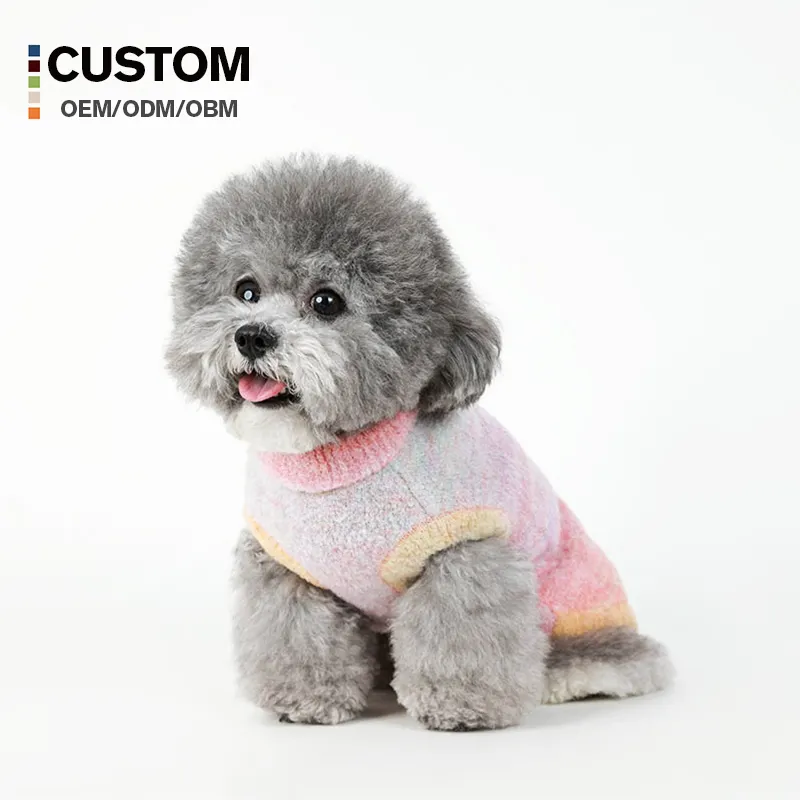 Custom color-changing winter pet knit sweater Hoop yarn material puppy jumper winter pet clothing