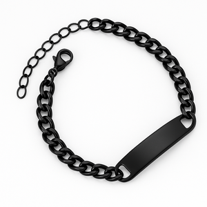 Bracelet pour homme en acier inoxydable large avec plaque d'identification incurvée |   Bracelet personnalisable avec barre d'inspiration gravable - Product Image 6