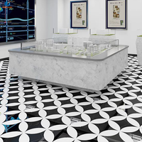 Carreaux de sol mats classiques noir et blanc à motifs floraux de qualité supérieure 800x800mm pour entrée, couloir, utilisation en pièce avec surface antidérapante