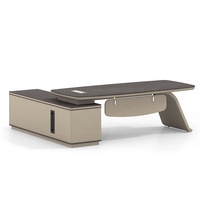 Table de bureau de direction de patron de luxe Table de PDG de bureau moderne en forme de L avec tiroirs