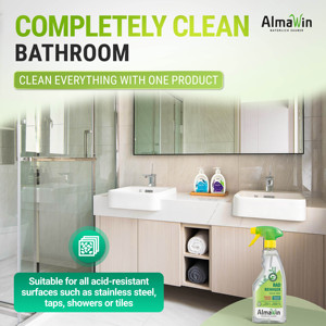 AlmaWin Custom 1 Bathroom Cleaner 500ml Fresh Mint Effective Against Limescale Soap Residue Dirt Organic <b>Detergent</b> - Product Image 4