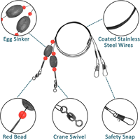 6PCS Plombs de pêche en acier inoxydable-Plates-formes de poisson-chat avec pendentif en plomb Corde de traction pour tambour RedFishFlatfish (0.5oz-2oz)