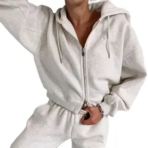 Fall and Winter 20021 Apparel <strong>Women</strong> <strong>White</strong> Yoga Jackets Long Sleeve Crop Top Sweatshirt Pullover <strong>Hoodies</strong> for <strong>Women</strong> With Zipper - Product Image 1
