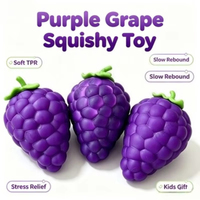 Jouet Squishy Raisin Violet Doux en TPR à Rebond Lent, Anti-Stress Réaliste en Forme de Fruit, Décompression Sensorielle pour Enfants, Idéal comme Cadeau
