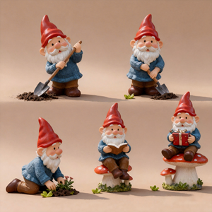 Estatua de Resina, Gnomos de <span class=keywords><strong>Jardín</strong></span>, Decoración para Exteriores, Enano <span class=keywords><strong>con</strong></span> Maceta para Hogar, Oficina, Figura Navideña y Juguete - Product Image 1