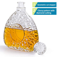 Carafe en verre antique vide de haute qualité, transparente, 25 oz/750 ml, en forme de bouteille en verre avec bouchon hermétique pour vin, whisky, brandy