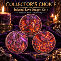 Pièce de monnaie d'imitation en cuivre pur 999 de 1 oz, électroplaquée, série Halloween, Dragon du Magma Infernal, en relief 3D, couleur UV, artisanat métallique